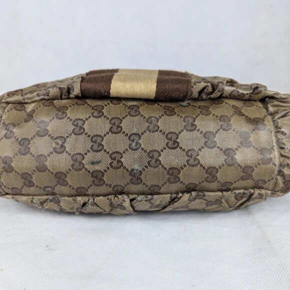 Authentic GUCCI Beige/Ebony Crystal Web Stripe Small Shoulder Bag Made in Italy - Picture 12 of 16